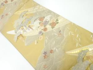 小舟に松藤模様織出し袋帯